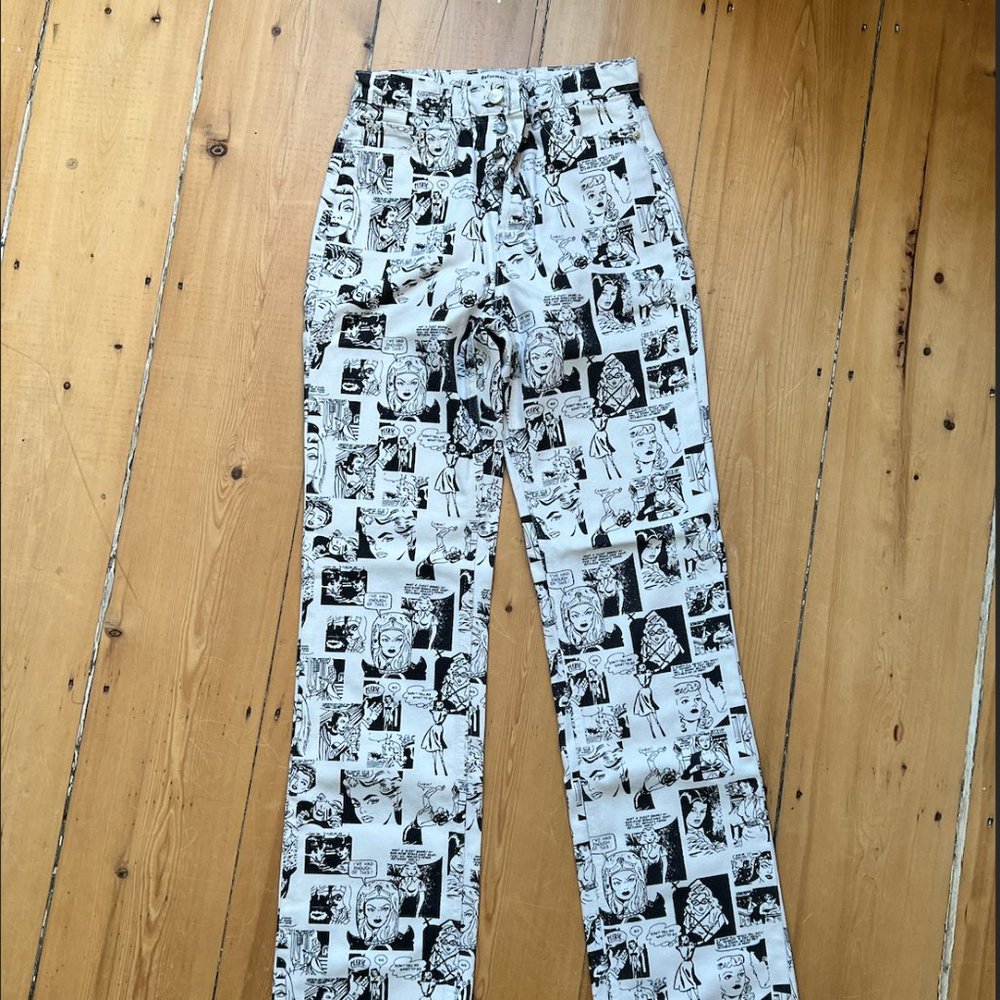 Reformation Newsprint Jeans Black and White Size 24 - Picture 4 of 10
